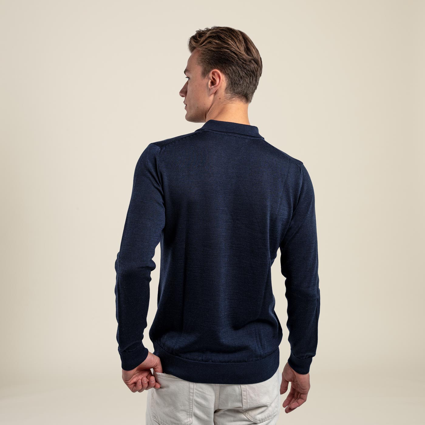 Strickpullover LEGNA-MERINO Polo Pullover Muntagnard #farbe_dunkelblau