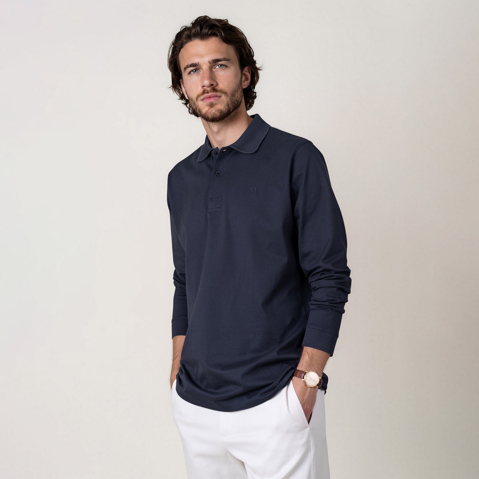 MANGOLA_Polo-Longsleeve_men_dark-blue_man_front2 #color_dark blue