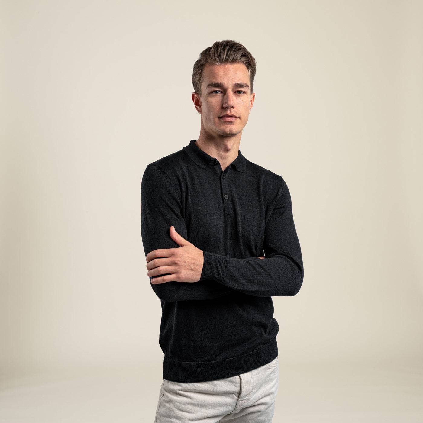 Strickpullover LEGNA-MERINO Polo Pullover Muntagnard #color_black
