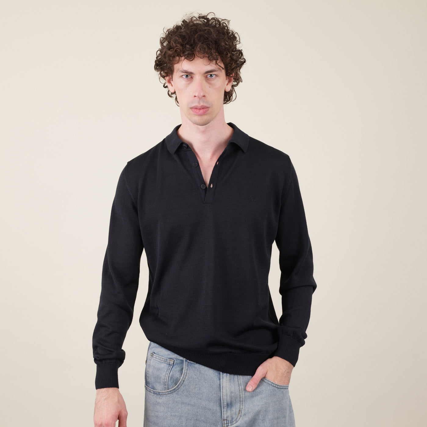 Strickpullover LEGNA-MERINO Polo Pullover Muntagnard #color_black