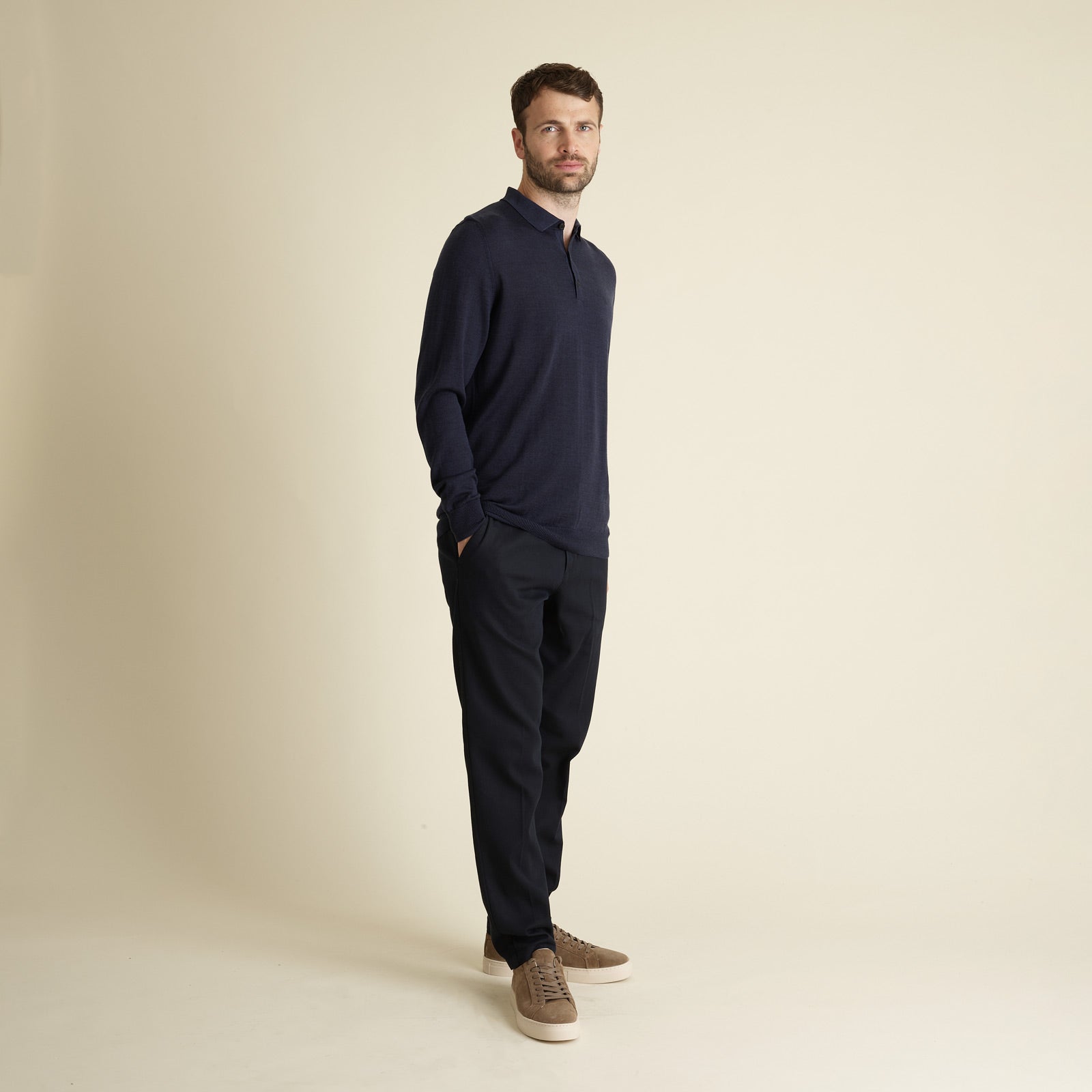 Strickpullover LEGNA-MERINO Polo Pullover Muntagnard #color_dark blue