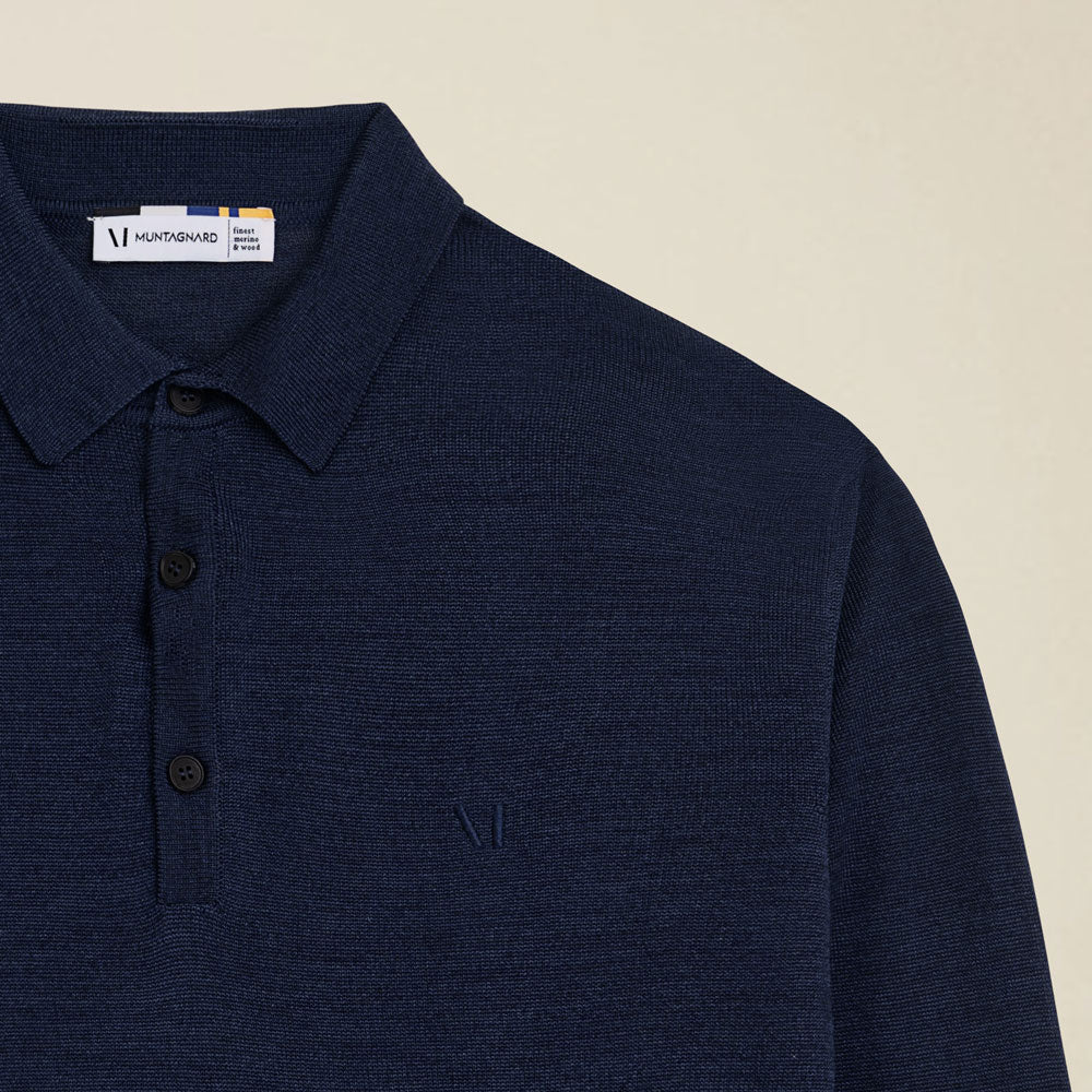Strickpullover LEGNA-MERINO Polo Pullover Muntagnard #color_dark blue