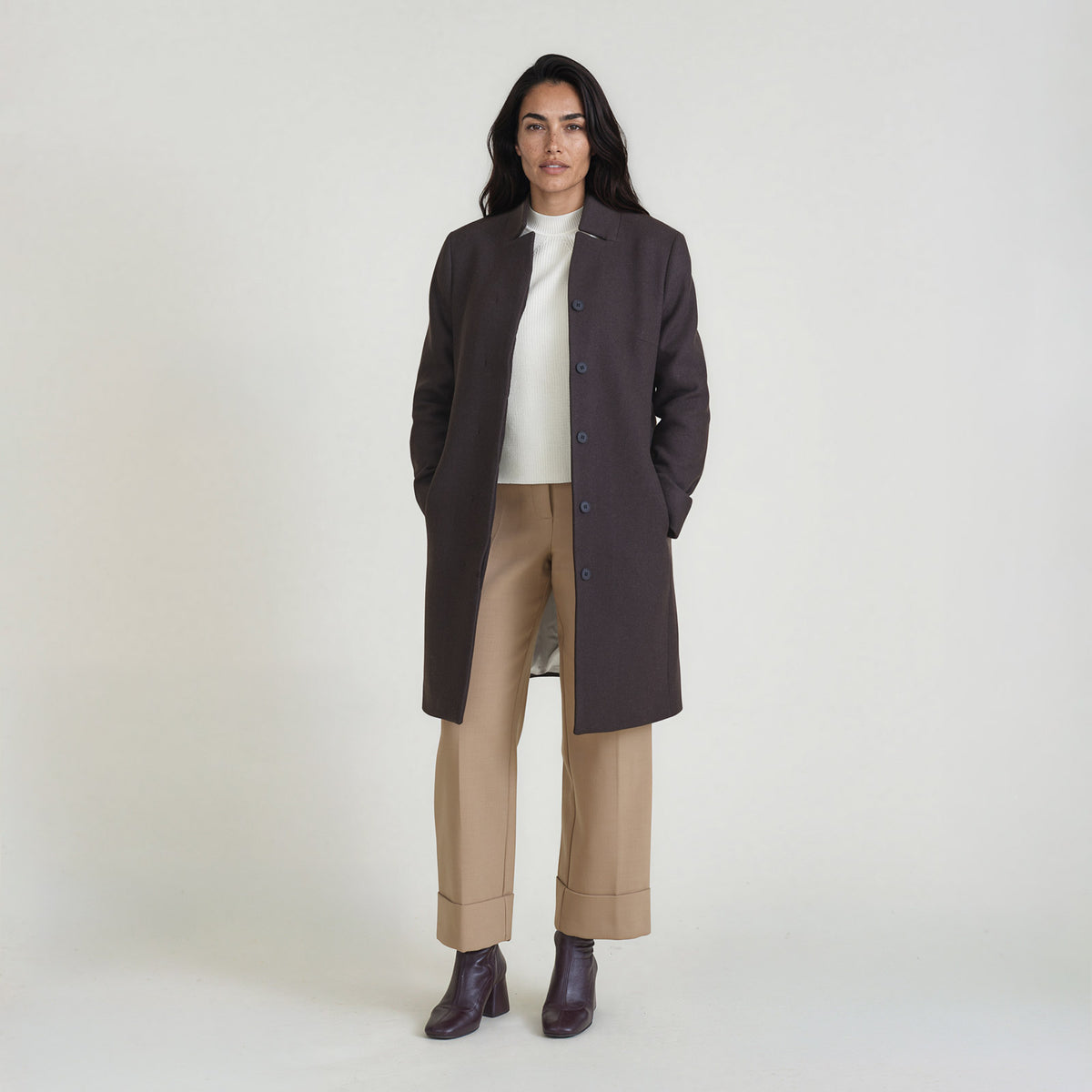 LANA-Coat_woman_dark-brown_front-full #color_dark brown