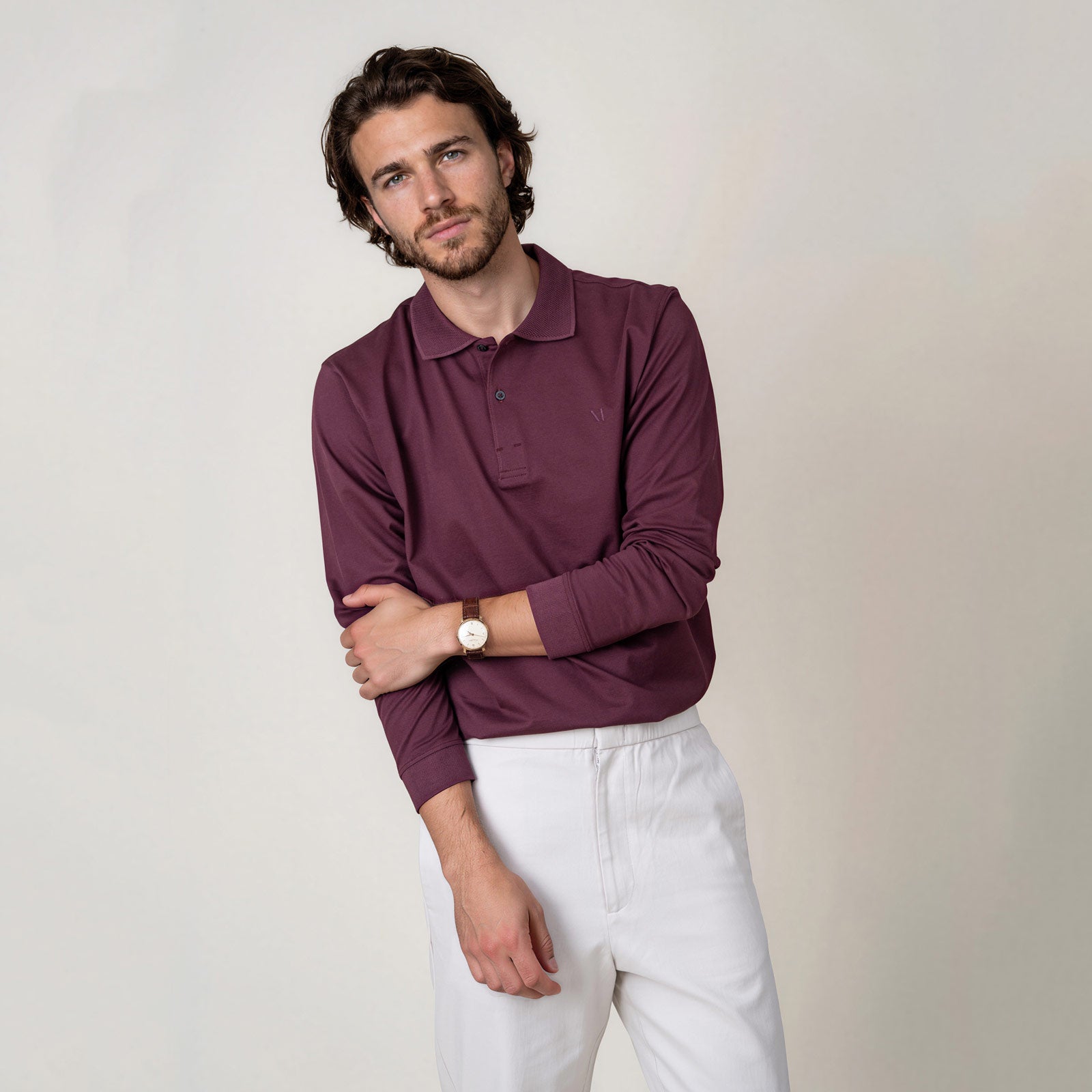 MANGOLA_Polo-Longsleeve_men_bordeaux_man_front2 #color_bordeaux