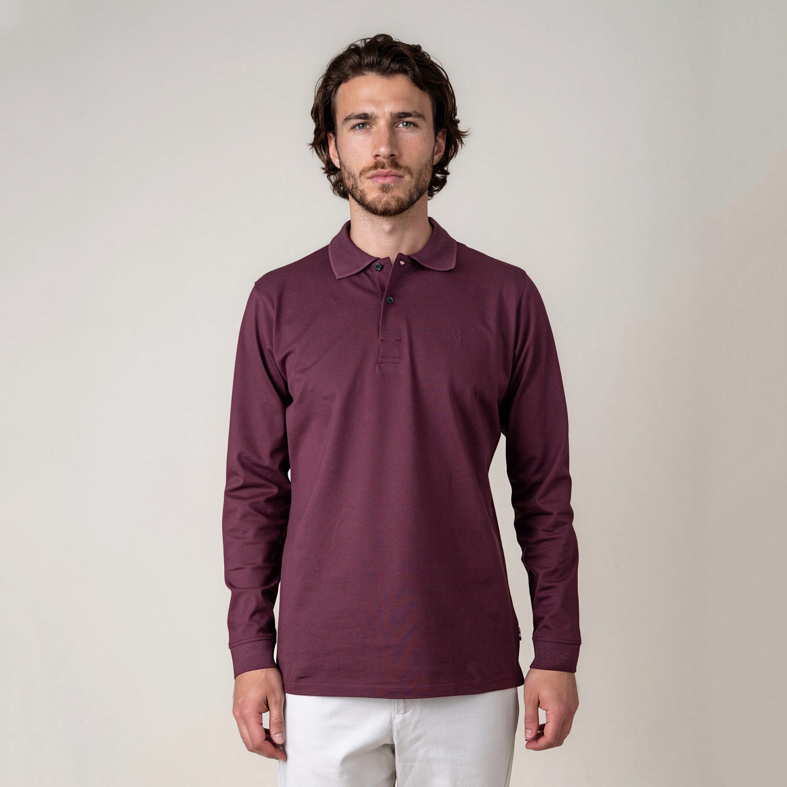 MANGOLA_Polo-Longsleeve_men_bordeaux_man_front3 #color_bordeaux