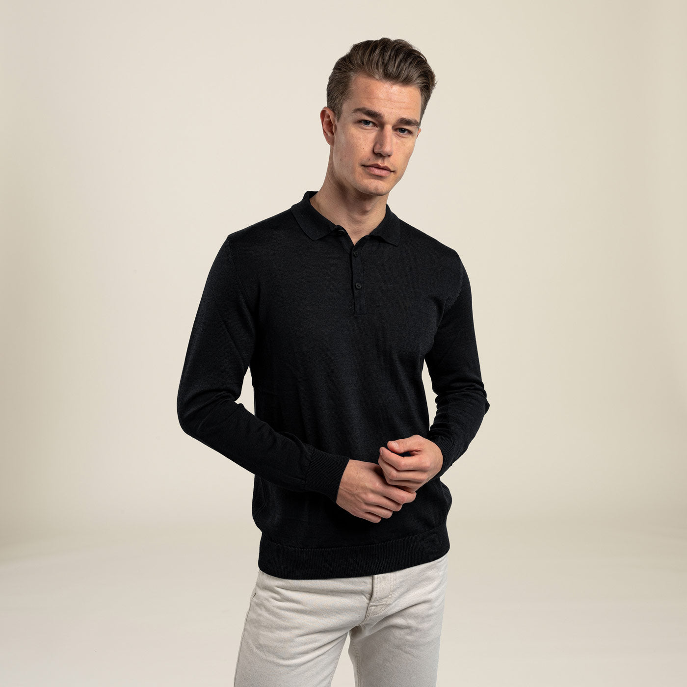 Strickpullover LEGNA-MERINO Polo Pullover Muntagnard #color_black