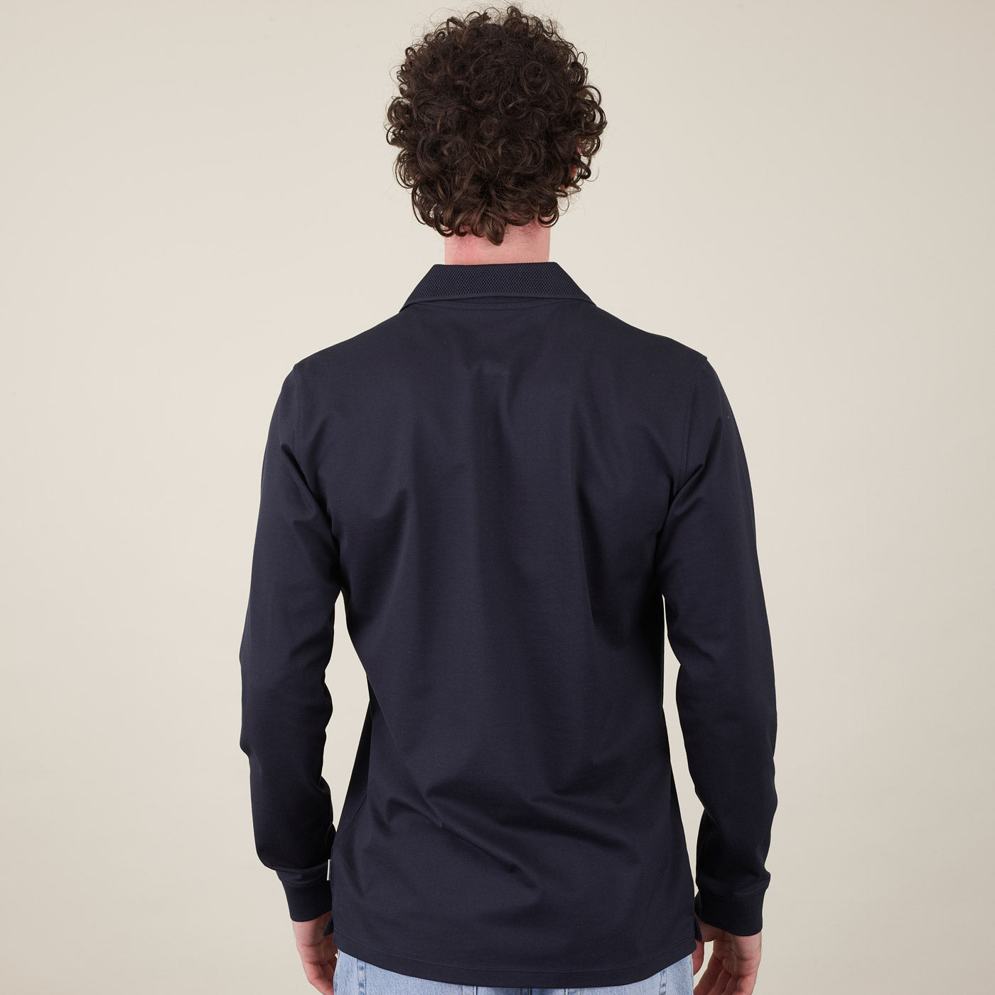 Longsleeve Piqué Polo Shirt_premium cotton #color_dark blue