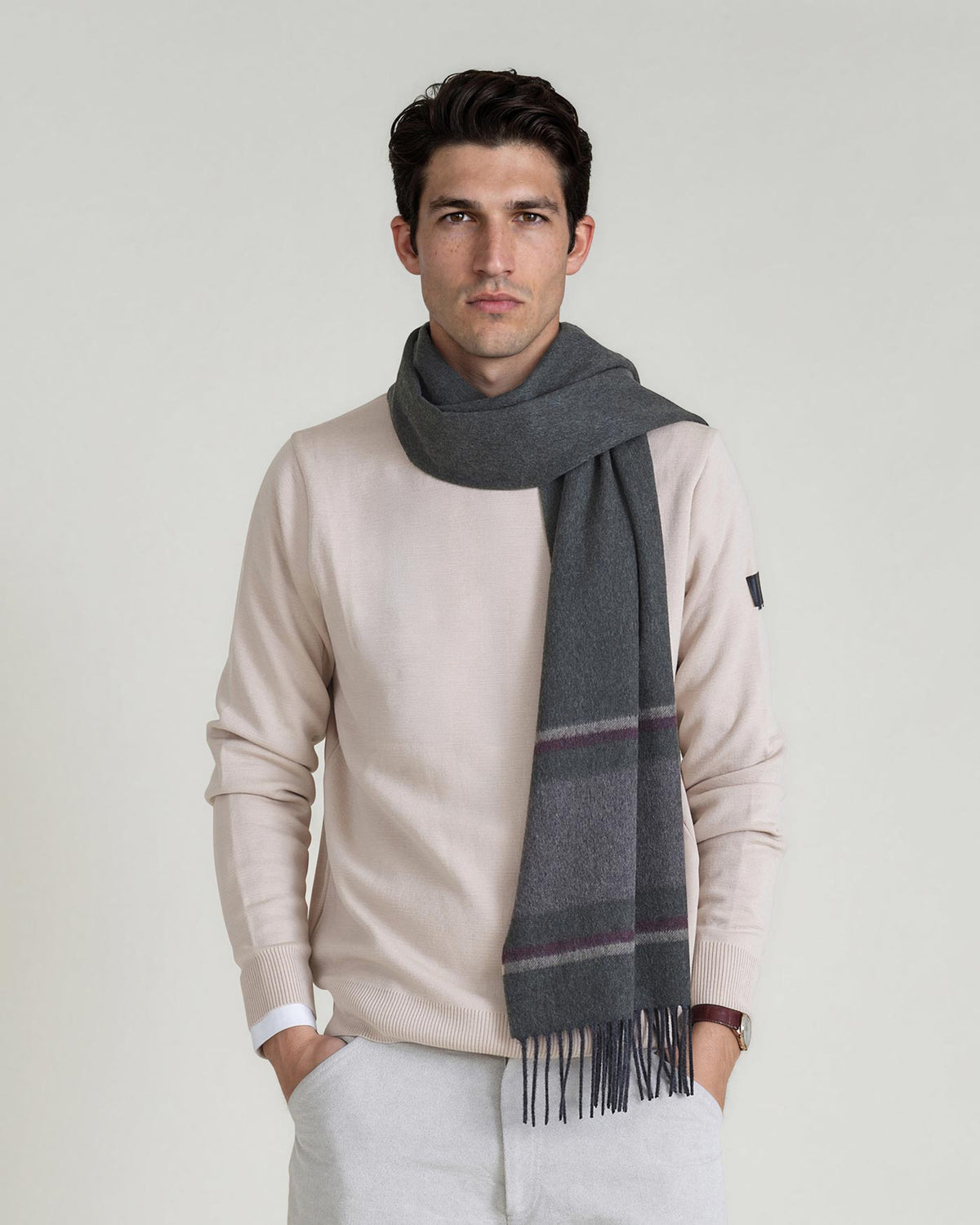 LANA-Scarf_dark-green_man-wearing-scarf #color_dark green