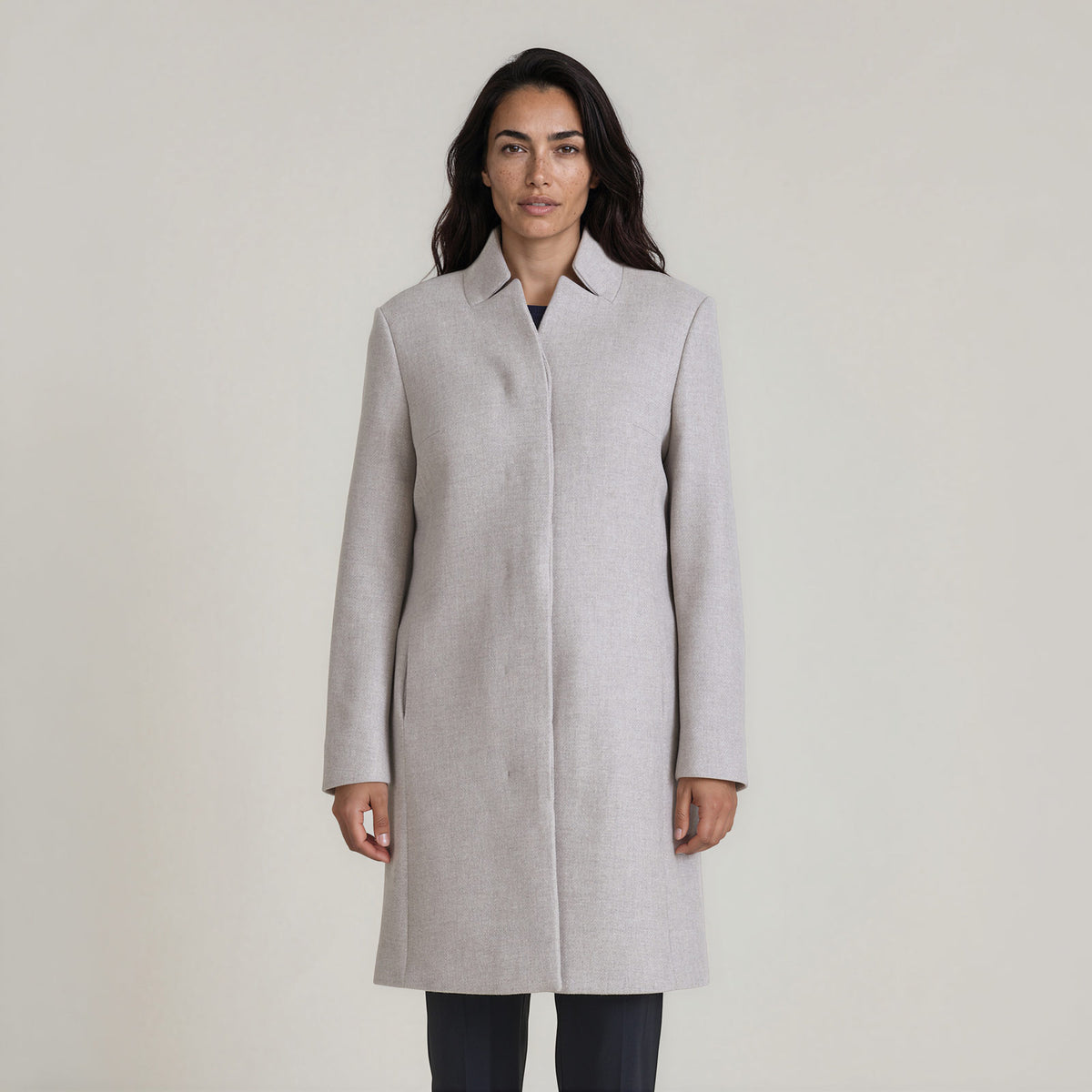LANA-Coat_woman_light-grey_front #color_light beige