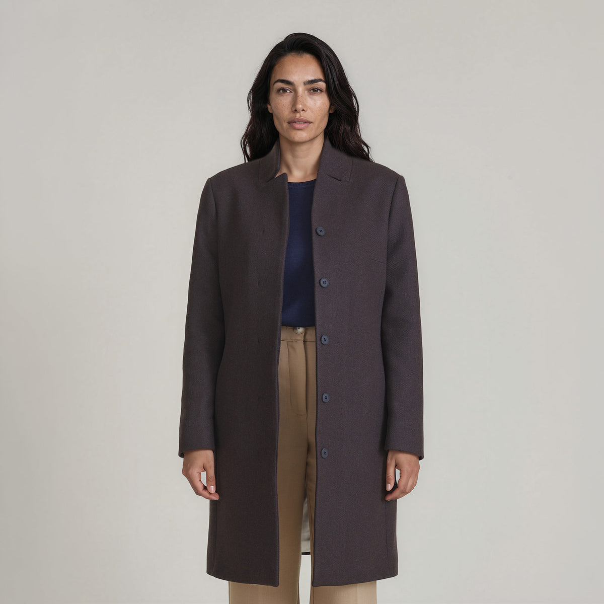 LANA-Coat_woman_dark-brown_front-open2 #color_dark brown
