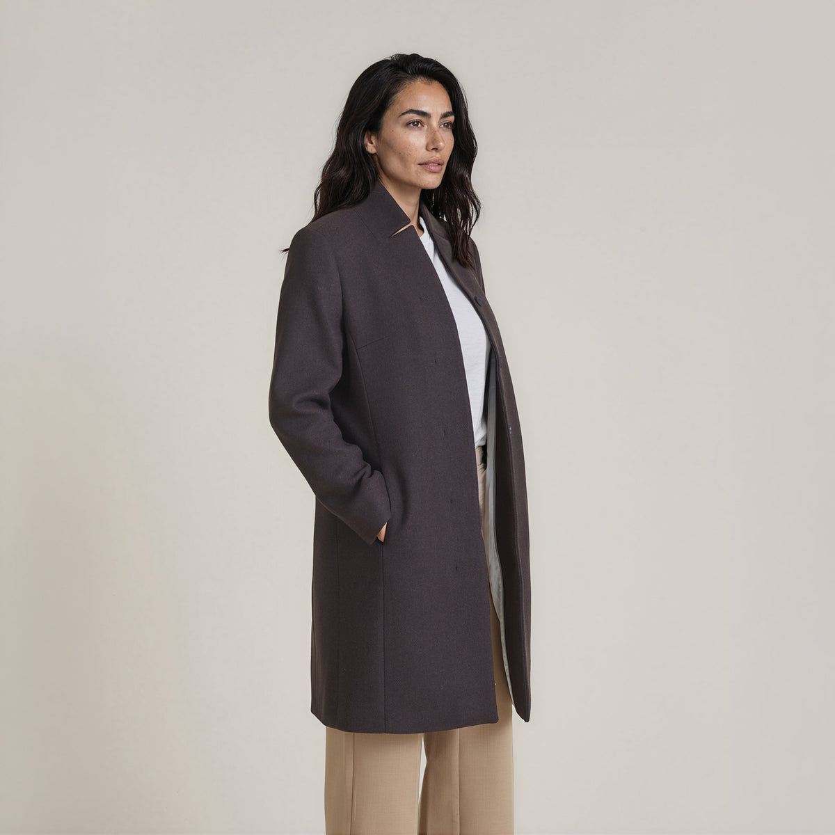 LANA-Coat_woman_dark-brown_side #color_dark brown