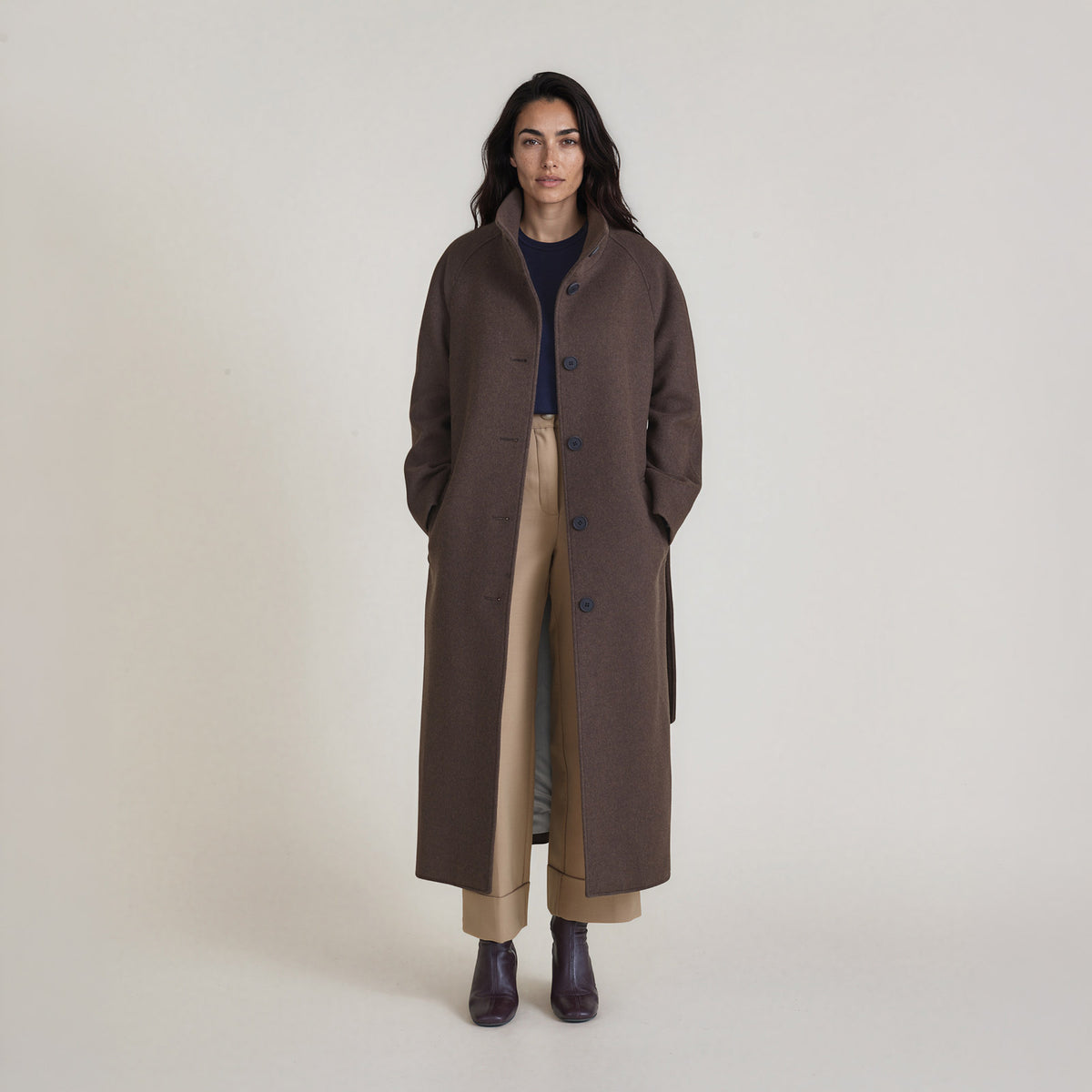 LANA-Raglan-Coat_woman_dark-brown_front-full #color_dark brown