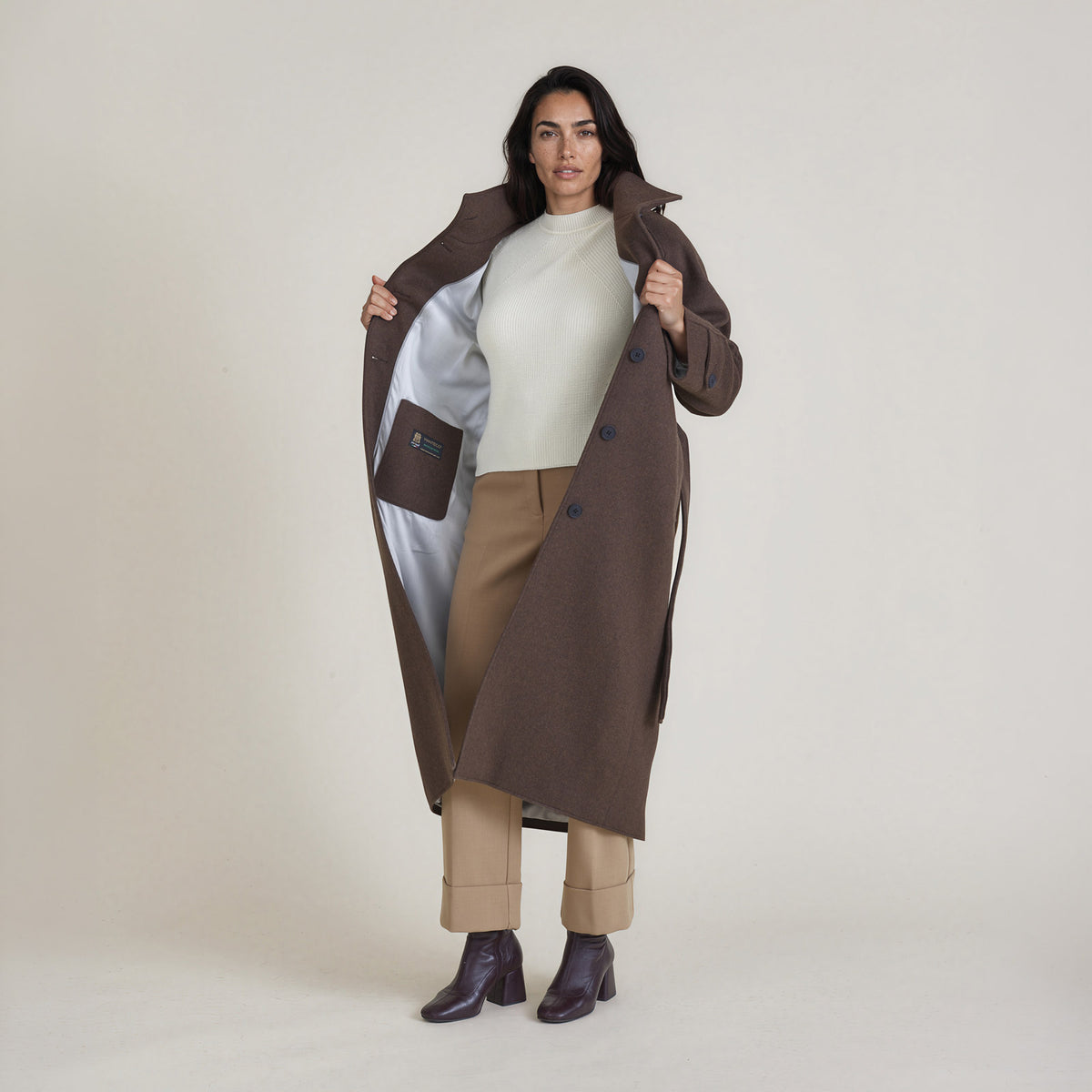 LANA-Raglan-Coat_woman_dark-brown_front-open #color_dark brown